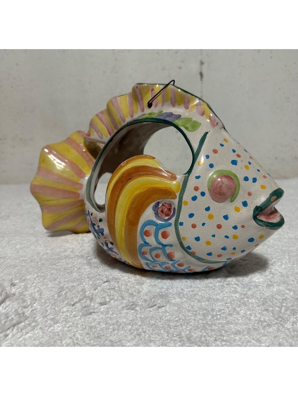 Hand-Painted Ceramic Fish Shaped Vase - Picture 8 of 9